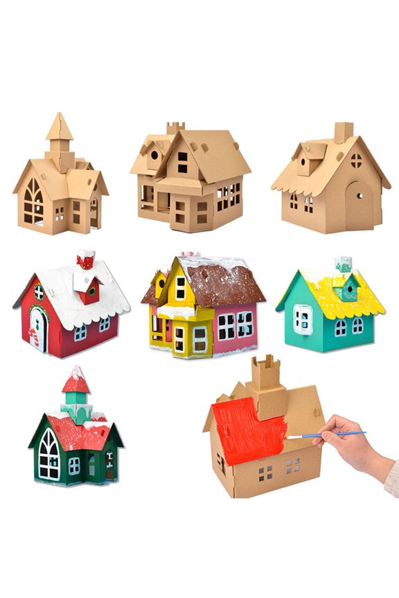 1 Set Interactive Handmade DIY Assembly Kit Paper Creative House Shape DIY Assembly Accessories for Children