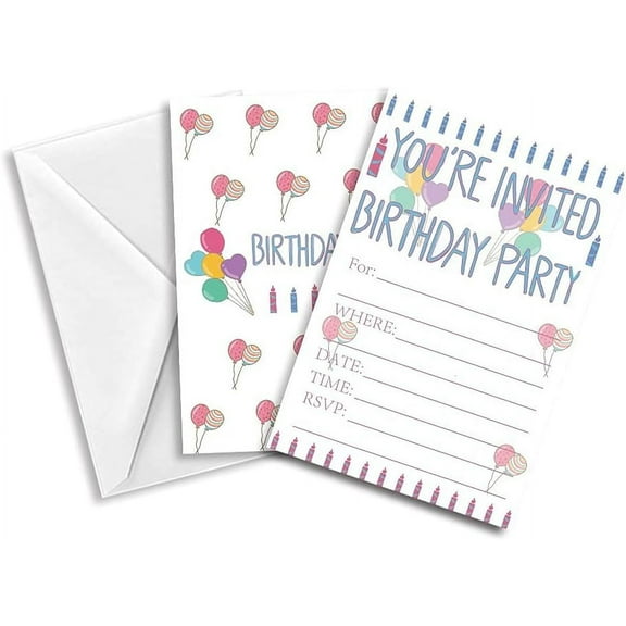 1 Set Invitation Cards for Birthday Wedding Party with Paper Envelopes Rectangle with Mixed Pattern White 15.2x10.1cm 30sheets/set