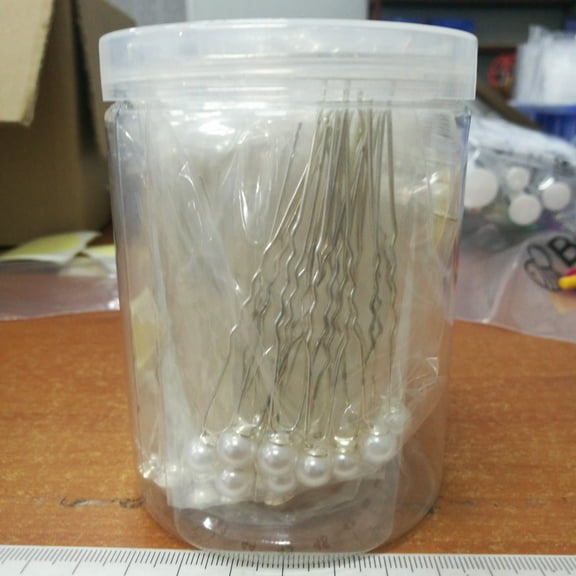 1 Set Iron Hair Forks with Rhinestone/Plastic/Lampwork Flower/Round Silver 67~72mm 72pcs/box for DIY