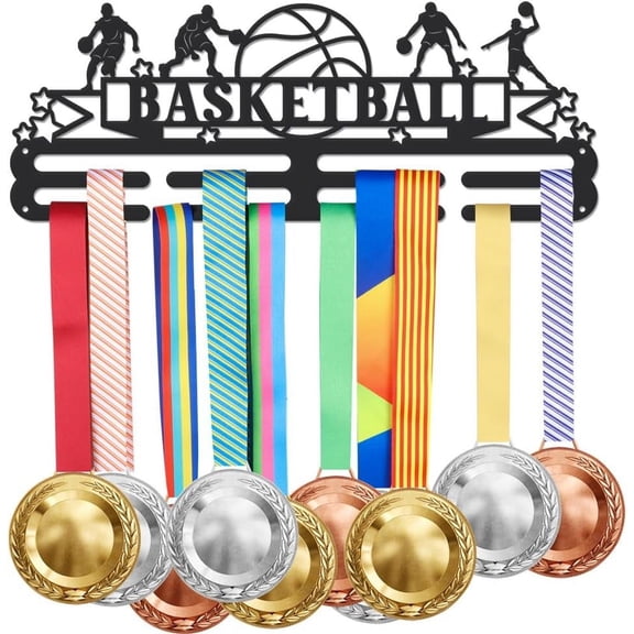 1 Set Iron Medal Hanger Holder Display Wall Rack with Screws Basketball 140x400mm
