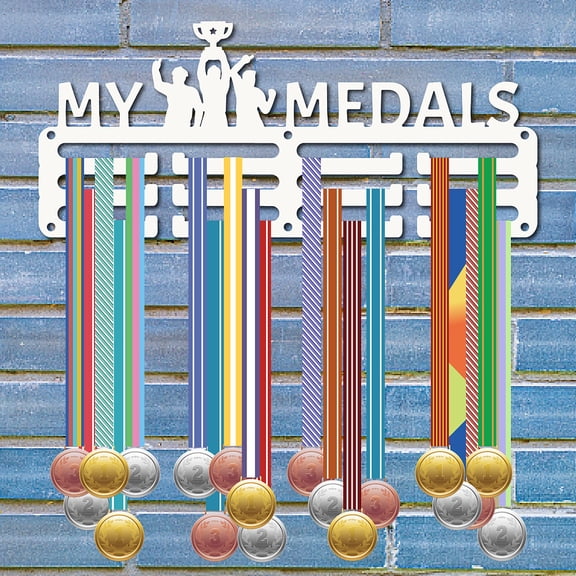 1 Set Iron Medal Holder Frame Medals Display Hanger Rack White Medal 125x290mm Hole: 5mm
