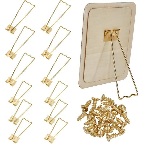 1 Set Iron Photo Frame Bracket with Screws Golden 111~150x37~52x5mm