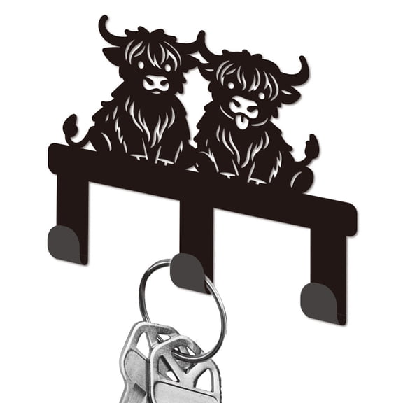 1 Set Iron Wall Mounted Hangers Decorative Organizer Rack with Screws 3 Hooks for Bag Clothes Key Scarf Hanging Holder Cattle 90x110x15mm