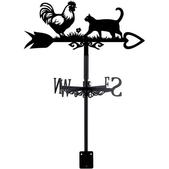 1 Set Iron Wind Direction Indicator Weathervane for Outdoor Garden Wind Measuring Tool Cat Shape 223x358mm