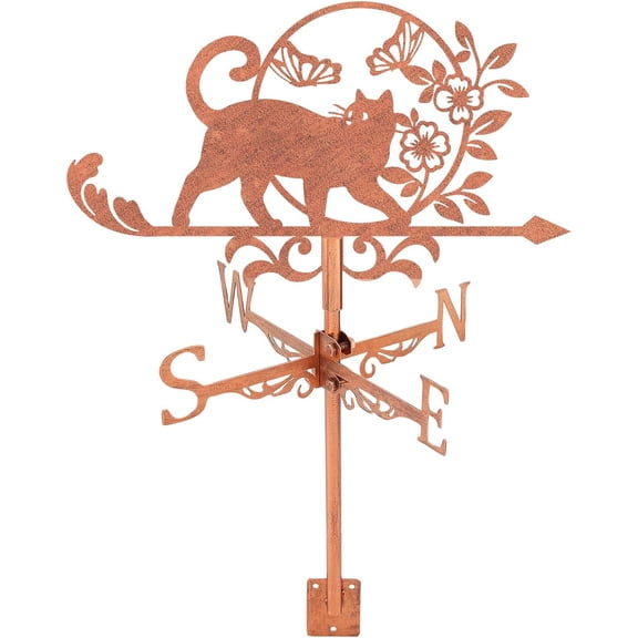 1 Set Iron Wind Direction Indicator Weathervane for Outdoor Garden Wind Measuring Tool Cat Shape 265x340mm for Handmade