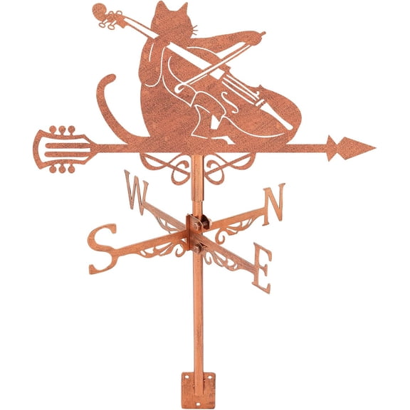1 Set Iron Wind Direction Indicator Weathervane for Outdoor Garden Wind Measuring Tool Cat Shape 265x358mm for Craft Supplies