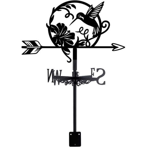 1 Set Iron Wind Direction Indicator Weathervane for Outdoor Garden Wind Measuring Tool Hummingbird 265x358mm for DIY