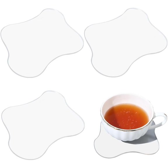 1 Set Irregular Acrylic Cup Mats Multifunctional Decorative Coaster Clear 97x115x3mm 4pcs/set handmade