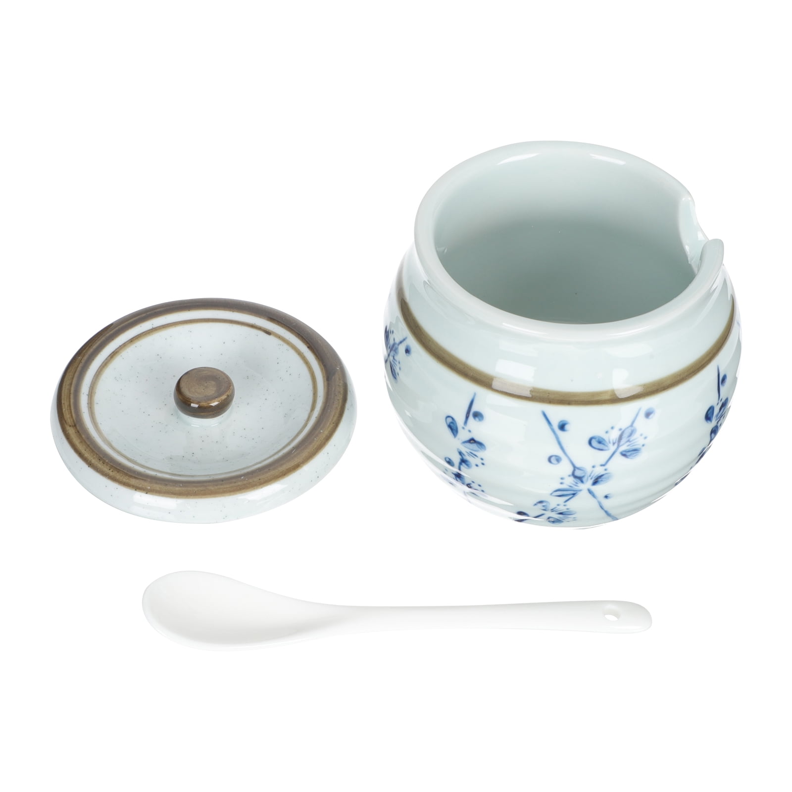 1 Set Japanese Sauce Storage Container Flat Bottom Jar Ceramic Sauce
