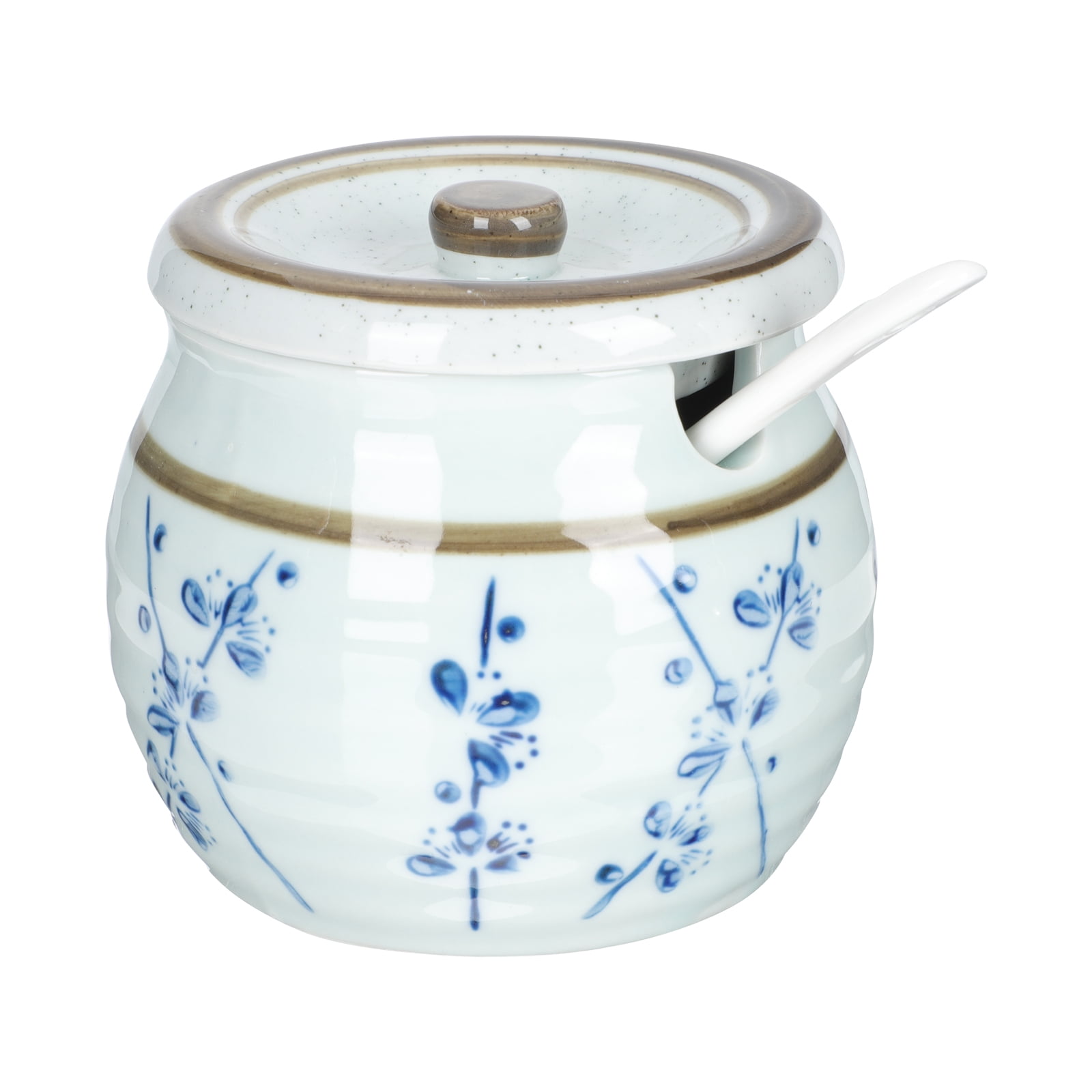 1 Set Japanese Sauce Storage Container Flat Bottom Jar Ceramic Sauce