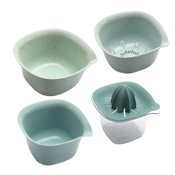 Compact Citrus Juicer Set with Bowl and Colander, PP Material, Assorted Colors for Kitchen Use and Easy Juicing