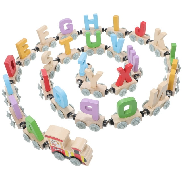 1 Set Kids Educational Wood Alphabet Train Toddler