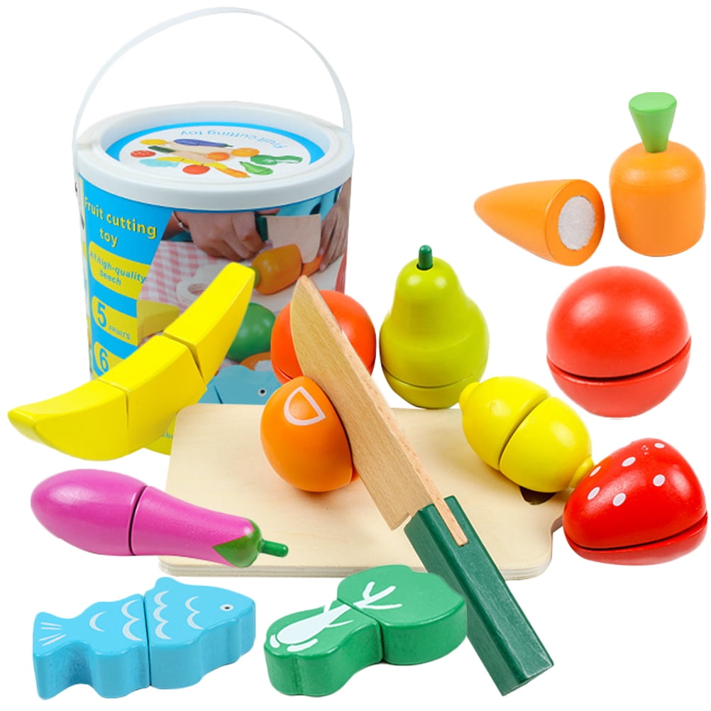 1 Set Kids Fruit Cutting Toys Kids Pretend Food Cutting Toys Wooden