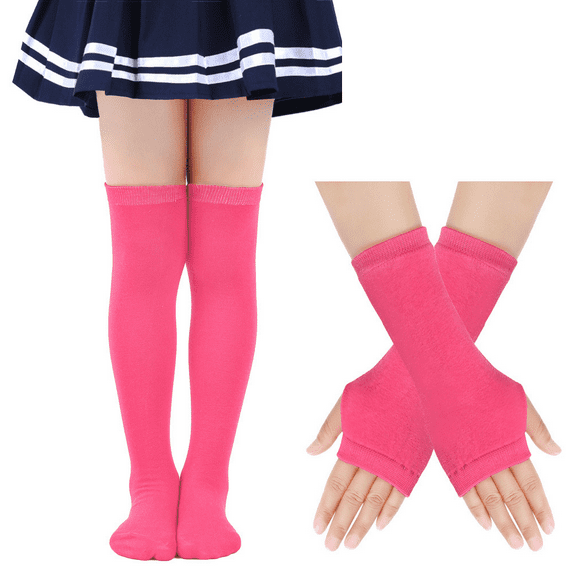 1 Set Kids Soccer Socks and Gloves Suits Child Knee High Tube Socks Toddler Girls Uniform Socks Cotton Sport Stocking for Boys