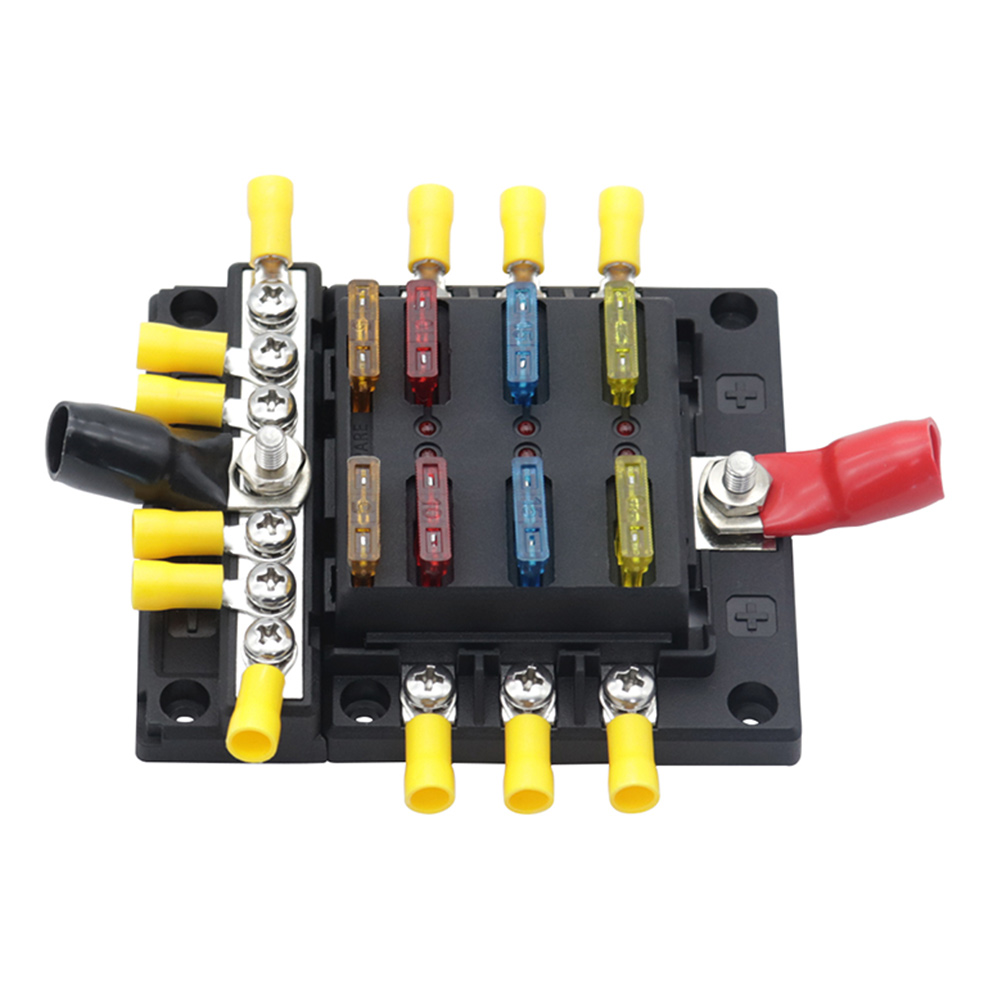 1 Set LED Indicator Light Fuse Holder 6way Fuse Box with Negative Busbar