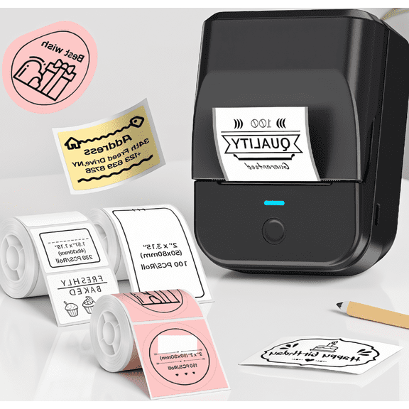 1 Set Label Maker, 2 Inch Portable Thermal Printer for Phone & PC, Includes 3 Tape Rolls