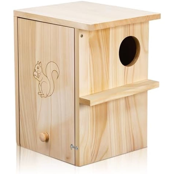1 Set Large Wood Squirrel Nesting House Hanging Squirrel Family House for Outside with Screws Winter for Outdoor Garden Shelter Breeding Living, 15 x 10 x 9 Inch$$Garden & Patio
