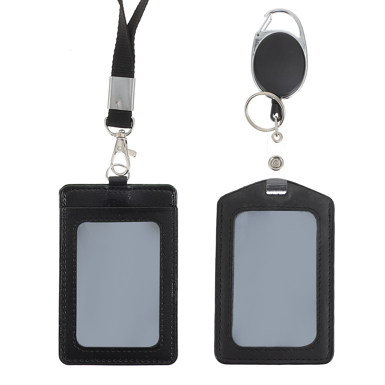 ID Badge Case 1 Set Leather Badge Holders Vertical Premium ID Card
