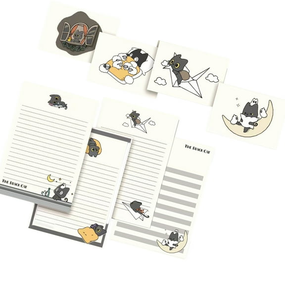 1 Set Letter Writing Paper with Envelopes Set Little Black Cats Stationery Set with Envelopes for Party Invitations