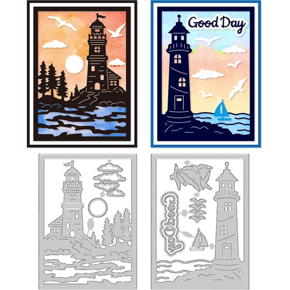 1 Set Lighthouse Carbon Steel Cutting Dies Stencils Photo Album Decorative Embossing Paper Card Lighthouse 147x107x0.8mm 2pcs/set