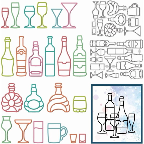 1 Set Line Art Wine Bottle Cutting Dies for Card Making Frame Dies Carbon Steel Cut Die Border Stencils Scrapbooking Embossing Template