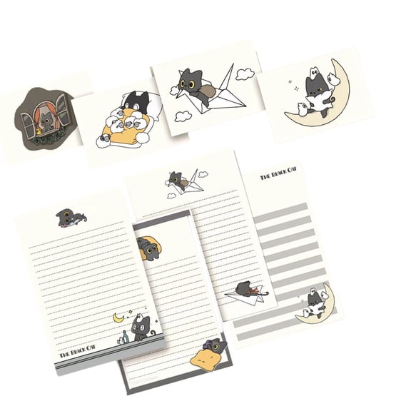 1 Set Little Black Cats Stationery Paper and Envelopes Set Lovely Letter Paper with Envelopes Writing Paper for Writing
