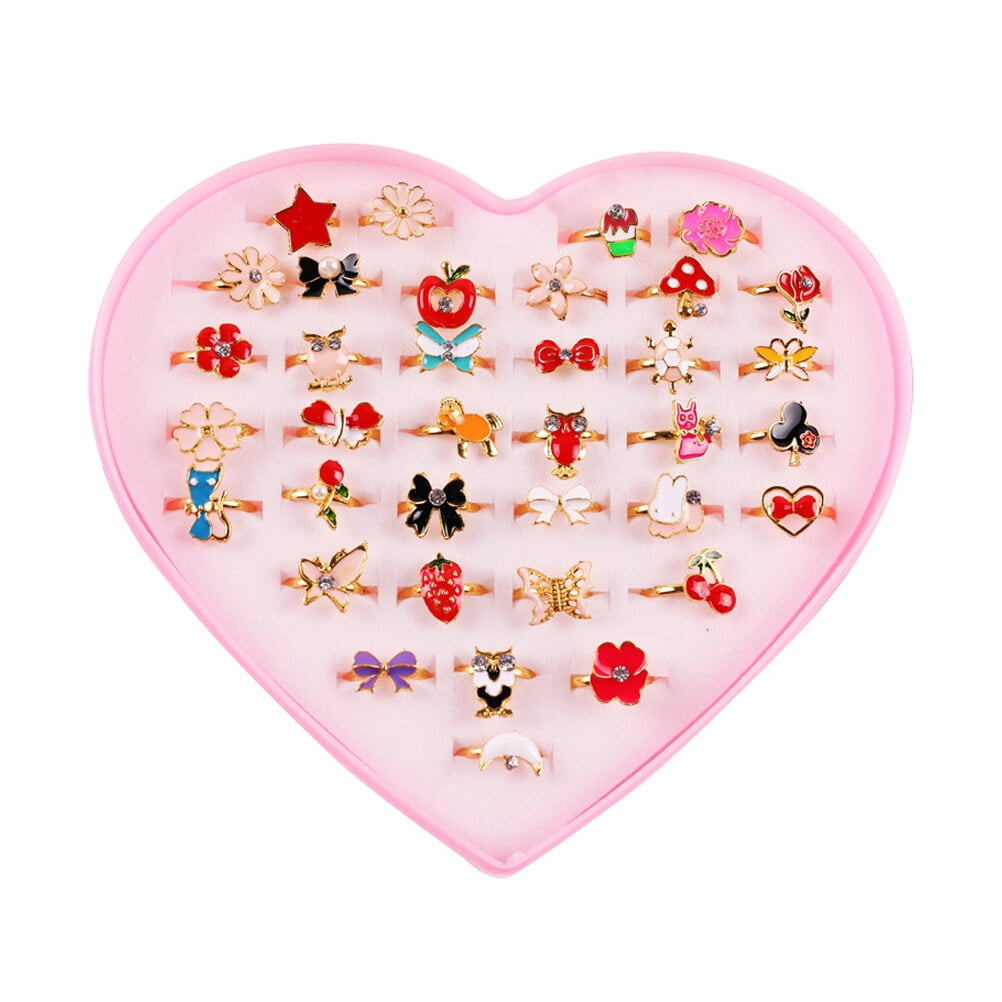 1 Set Little Girl Adjustable Rings Kids Jewelry Rings Dress Up Finger