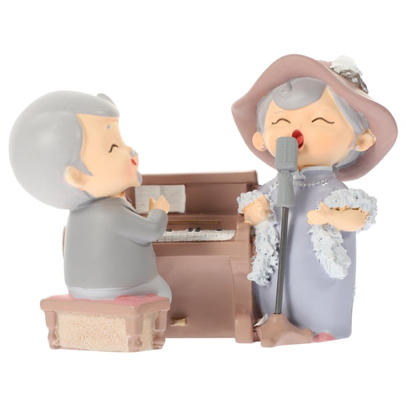1 Set Lovely Elderly Couple Figurine Grandparent Couple Statue Wedding Anniversary Gift