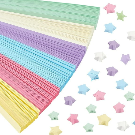 1 Set Lucky Star Origami Paper Glitter Powder & Luminous Style Folding Paper Colorful 23.5~23.7x1x0.01cm 540pcs/set 4sets by handwork