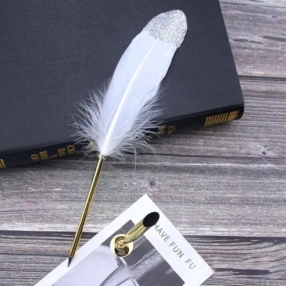 1 Set Luxury Vintage Turkey Feather Dip Fountain Pen + 5 Nibs English ...