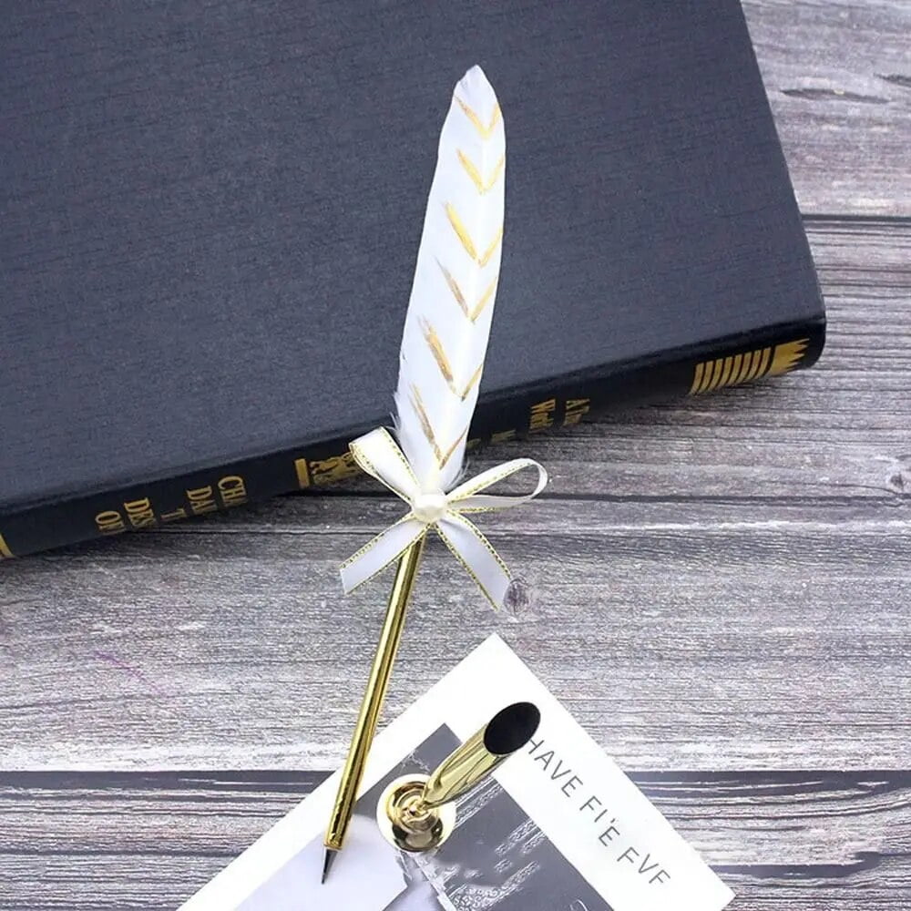 1 Set Luxury Vintage Turkey Feather Dip Fountain Pen + 5 Nibs English ...