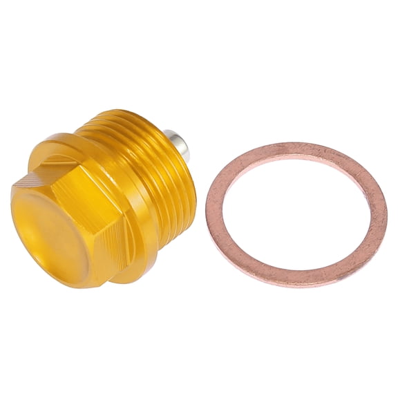 1 Set M24 x 1.5 Magnetic Oil Drain Plug Sump Drain Nut Screw With Gasket Gold Tone Universal Car Oil Drain Bolt