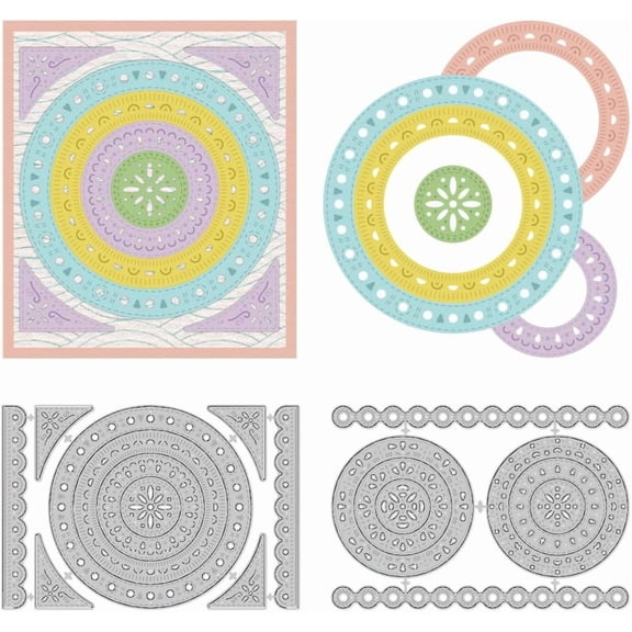 1 Set Mandala Theme Carbon Steel Cutting Dies Stencils Photo Album Decorative Embossing Paper Card Round 110x160x0.8mm 2pcs/set