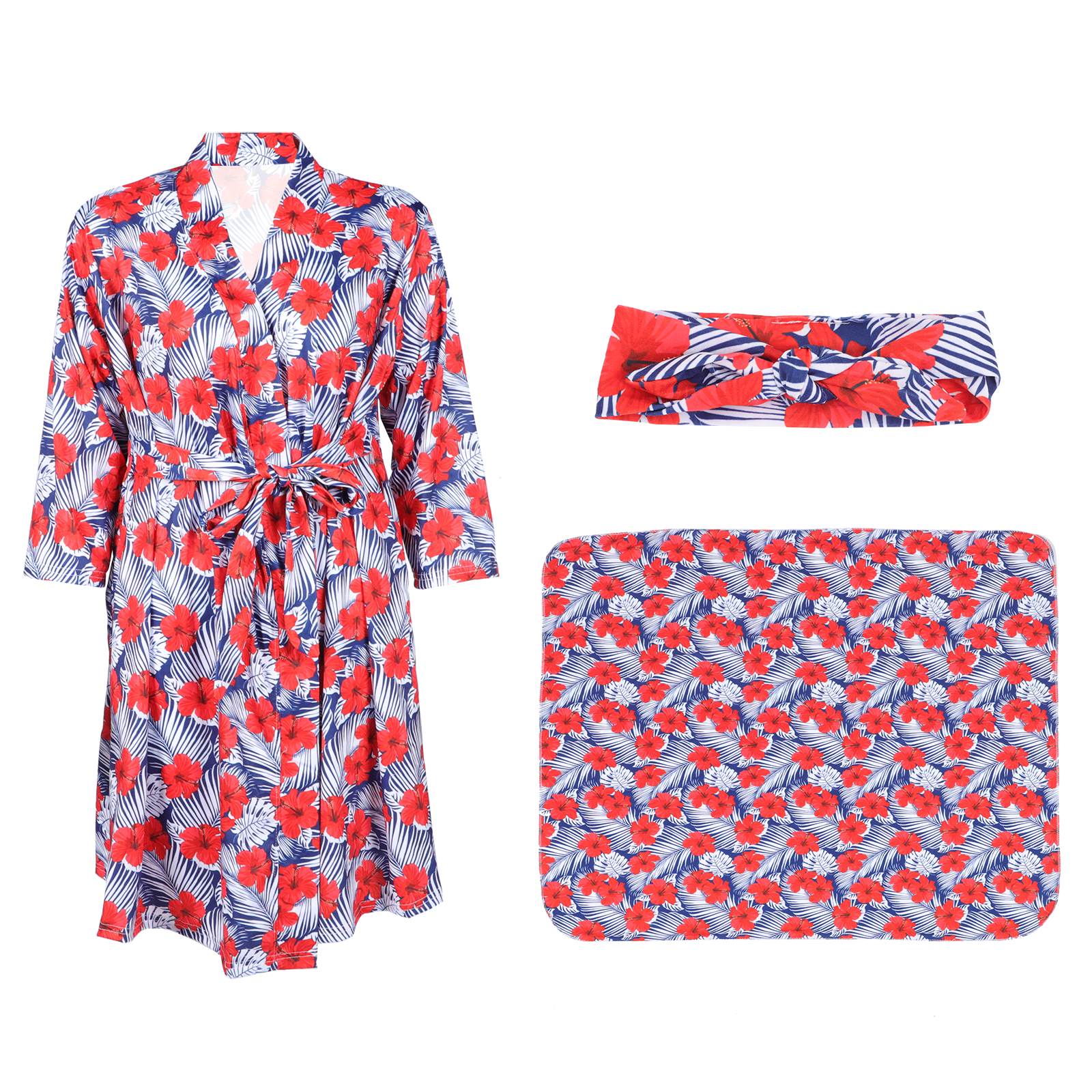 1 Set Maternity Robe with Baby Swaddle Blanket and Headband Pregnant