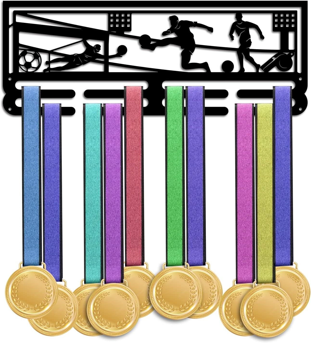 1 Set Medal Display Hanger Holder 15.7" Football Medal Holder Awards Ribbon Hanger Medal Display Wall Rack Sports Medal Hanger Display for Sports Athletes Football Soccer Awards Cheer