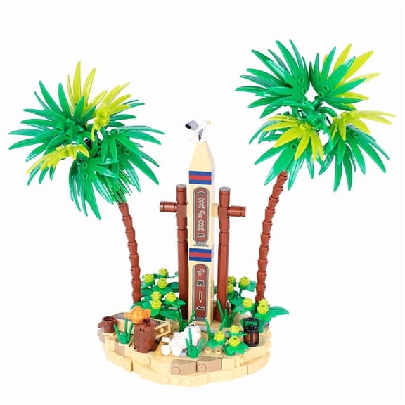 1 Set Medieval Island Castle Building Blocks – Includes MOC tree – DIY Small Brick Construction Kit