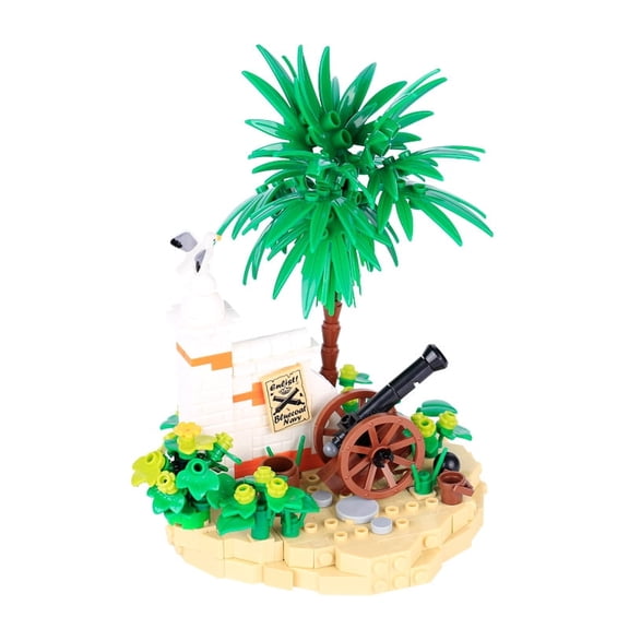 1 Set Medieval Island Castle Building Blocks – Includes MOC tree – DIY Small Brick Construction Kit