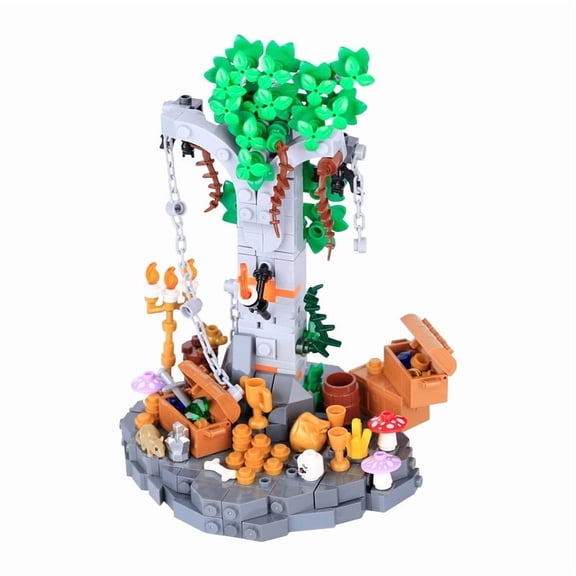 1 Set Medieval Island Castle Building Blocks – Includes MOC tree – DIY Small Brick Construction Kit