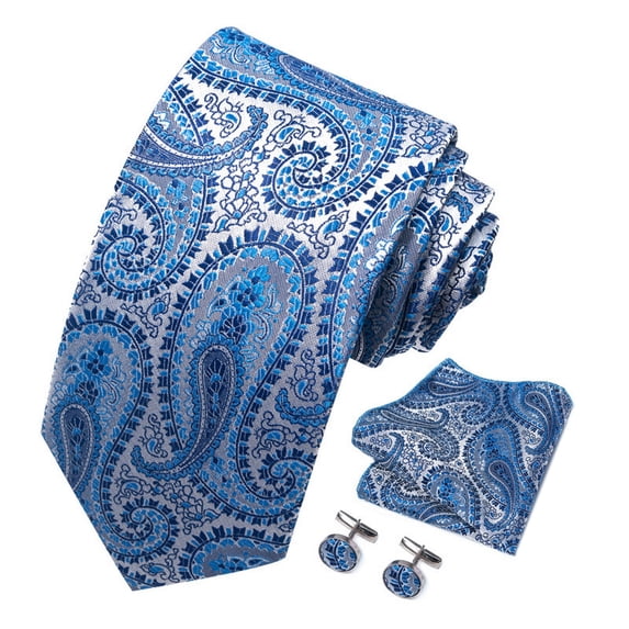 1 Set Men Solid Color Jacquard Design Tie Pocket Scarf Cufflinks Set Vibrant Color Wedding Work Holiday Party Suit Accessories