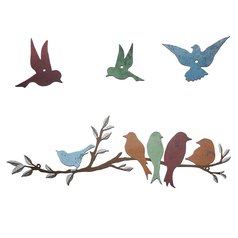 1 Set Metal Birds Wall Art Vivid Birds on Branch Metal Birds Wall Decor