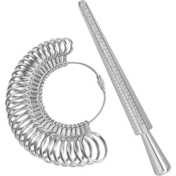 1 Set Metal Ring Sizer Mandrel Stick Guage Measure Tape Jewelry Making