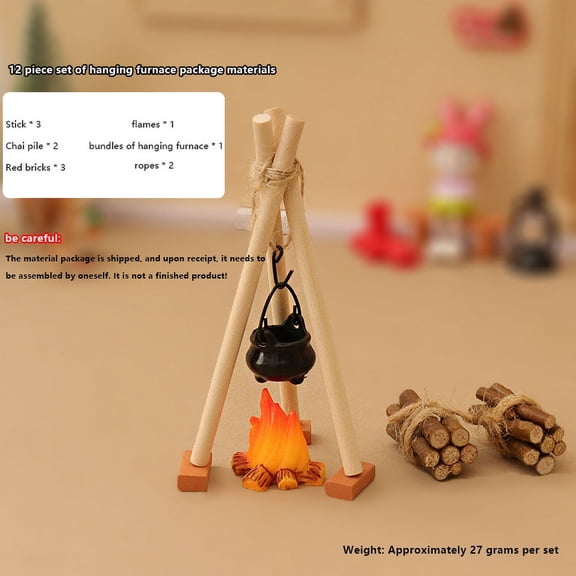 1 Set Micro Garden Landscape Decoration 1:12 Dollhouse Camping Campfire Scene Model Miniature Bonfire Ornament DIY Accessories