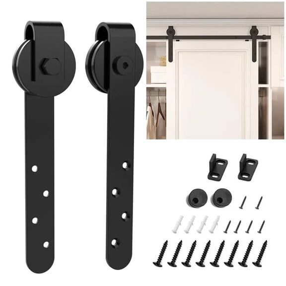 1 Set Mini Barn Door System Slide Kits Smooth Silent Top Mount Hanger Track Closet Cabinet Sliding Barn Door Hardware Kits ,Easy to Install