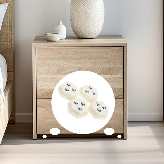 PENIKOKO Mini Castor Wheels for Furniture, White Steel, 4 Pieces, Replacement Caster Set