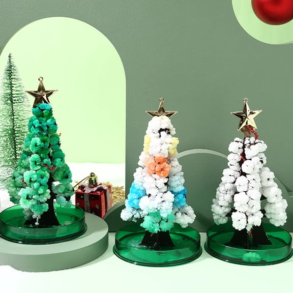 1 Set Mini Christmas Tree Toy DIY Faux Crystal Growing Tree Educational Crystallization Xmas Tree Toy Desktop Decoration Toddlers Boys Girls Gift