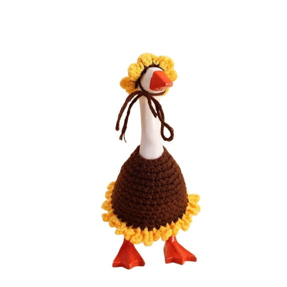 1 Set Mini Desk Goose 7 Inch Magnetic Goose Statue Key Holder Coffee Sunflower Clothes for Magnetic Duck Statue Table Desk Key Holder Decor (Coffee Sunflower)