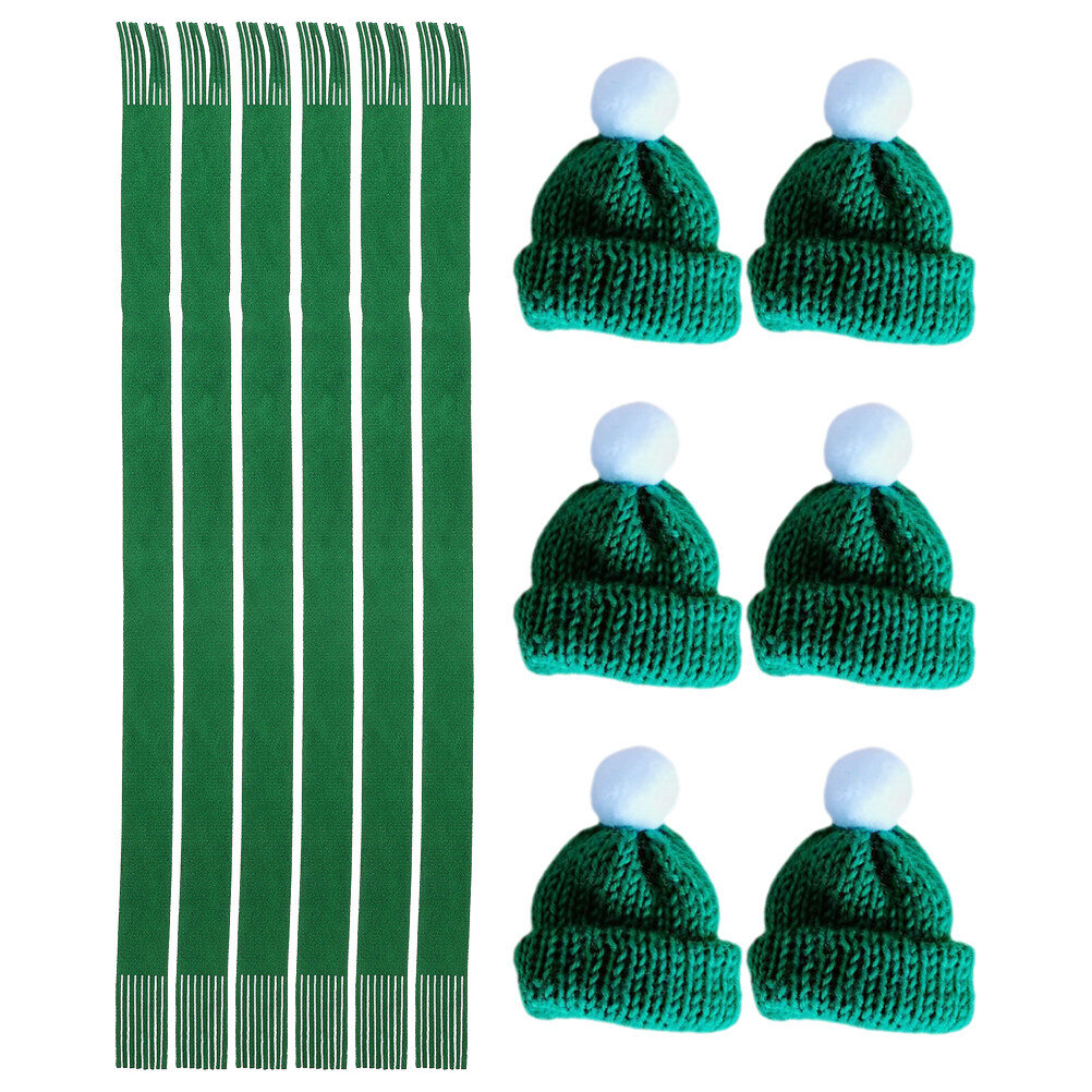 1 Set Mini Knitting Hat and Scarf Set Miniature Christmas Hat Miniature