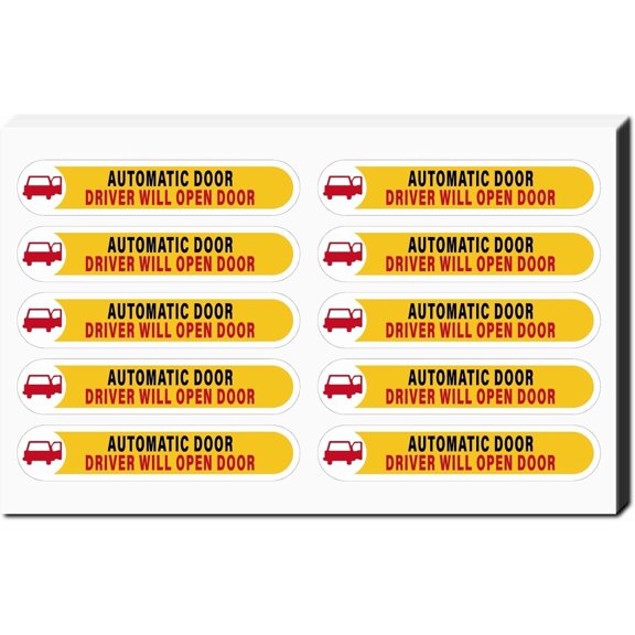 1 Set Mini PVC Coated Self Adhesive AUTOMATIC DOOR Warning Stickers Waterproof Caution Sign Safety Sign Decals Vehicle 174x276mm 8 sheets/set