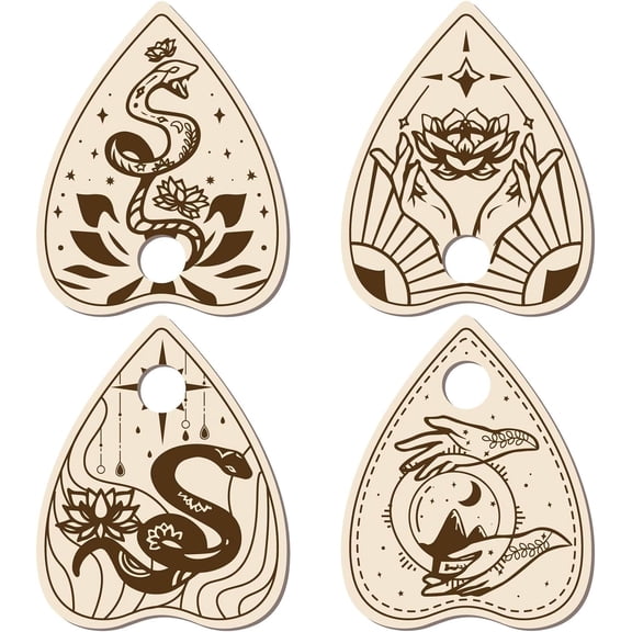 1 Set Mini Wood Ball Display Bases Sphere Display Stand Tarot Theme Hand/Snake/Lotus Pattern Heart 100x80mm Inner Diameter: 15.5mm 4pcs/set