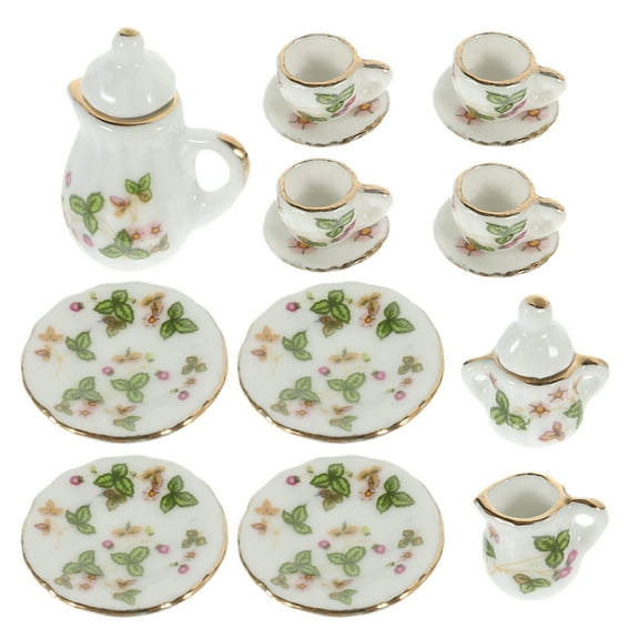 1 Set Miniature Tea Set Mini House Teapot Cups Set Mini Tea Pot Cups Saucer Set Doll House Decoration